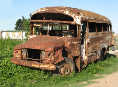 Abandoned bus clipart