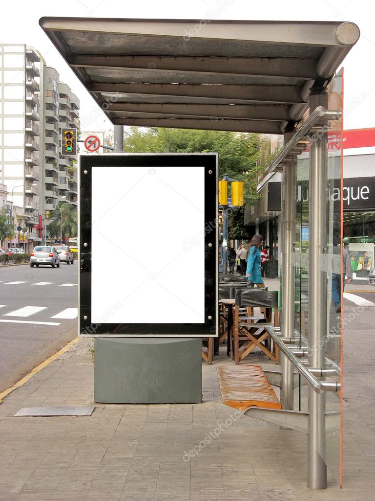 Board on bus stop