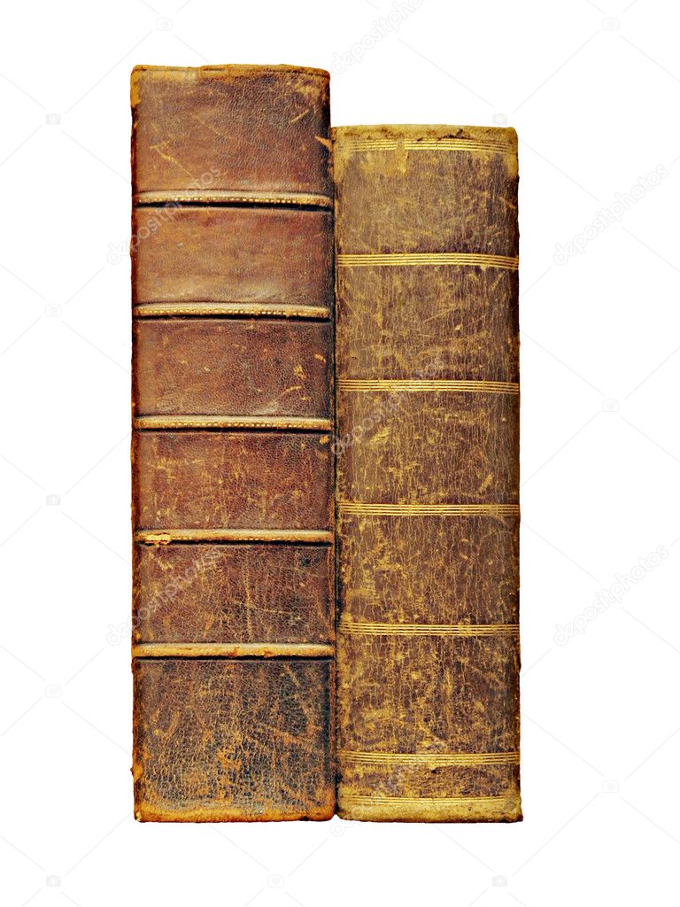 Two antique books, isolated on white