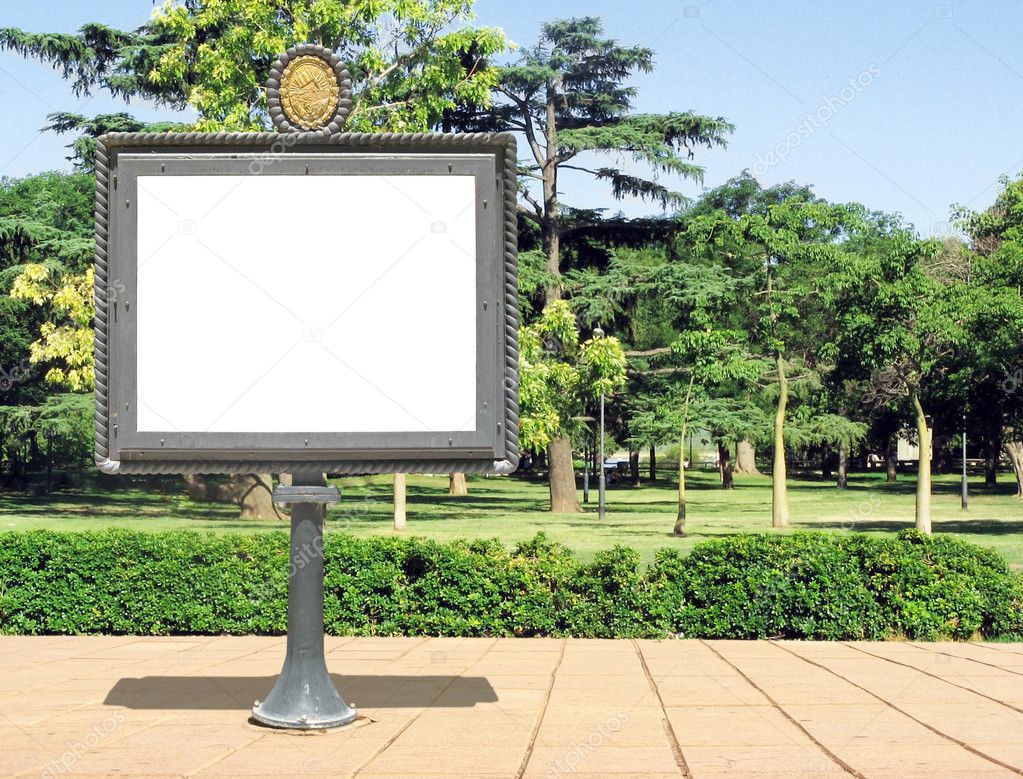Publicity board on a park