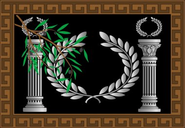 The greek columns and wreath. clipart