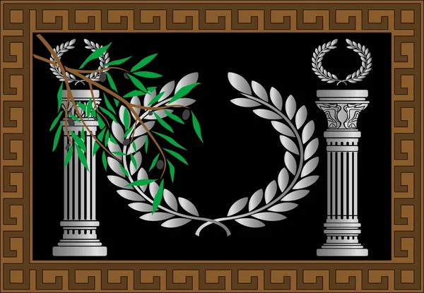 Le colonne greche e la corona . — Vettoriale Stock