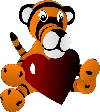 Toy tiger cub with heart clipart