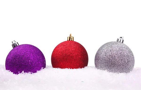 Tree Christmas balls with snow — Stock Photo, Image