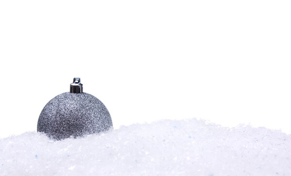 Grey Christmas ball with snow