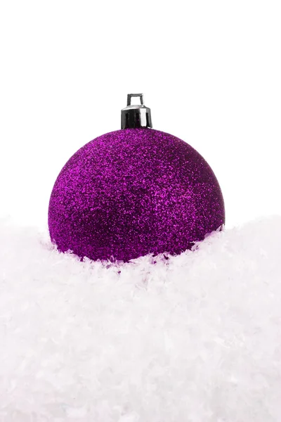 Christmas ball with snow — Stock Photo, Image