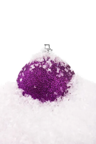 Christmas ball with snow — Stock Photo, Image