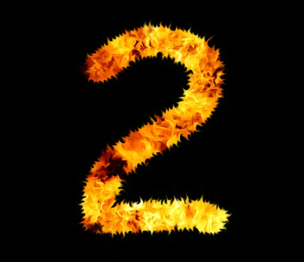 Fiery number. Two, 2. — Stock Photo, Image