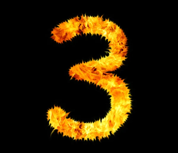 Fiery number. Three, 3. — Stock Photo, Image