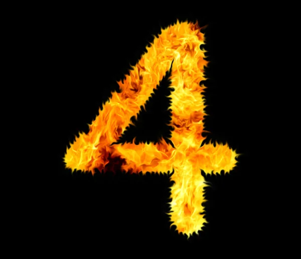 Fiery number. Four, 4. — Stock Photo, Image