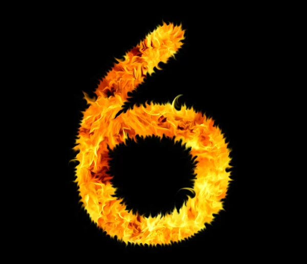 Fiery number. Six, 6. — Stock Photo, Image