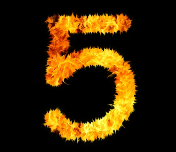 Fiery number. Five, 5. — Stock Photo, Image