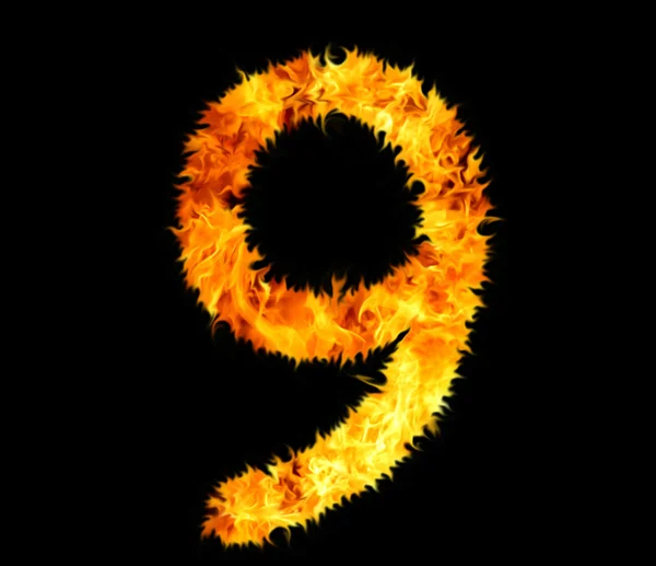 Fiery number. Nine, 9. — Stock Photo, Image