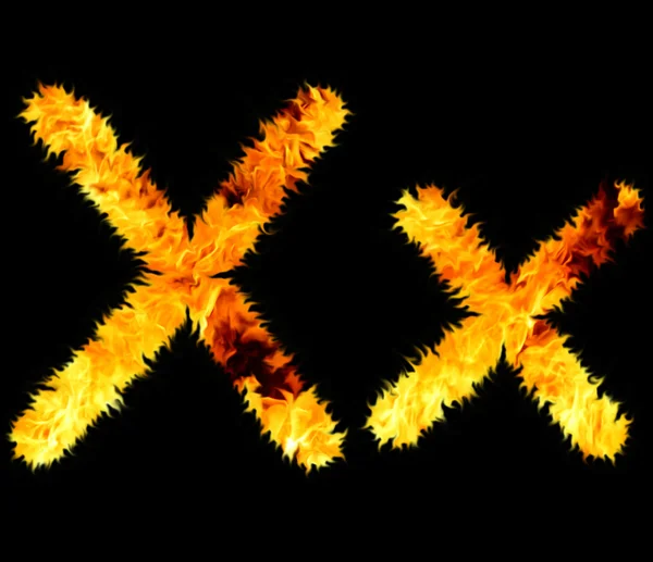 Płomień symbol x — Zdjęcie stockowe