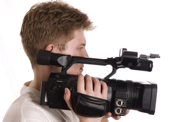 Man with camcorder — Stock Photo, Image