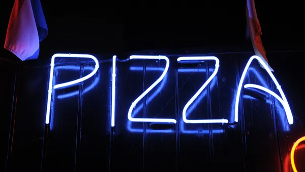 Pizza Inskription — Stockfoto