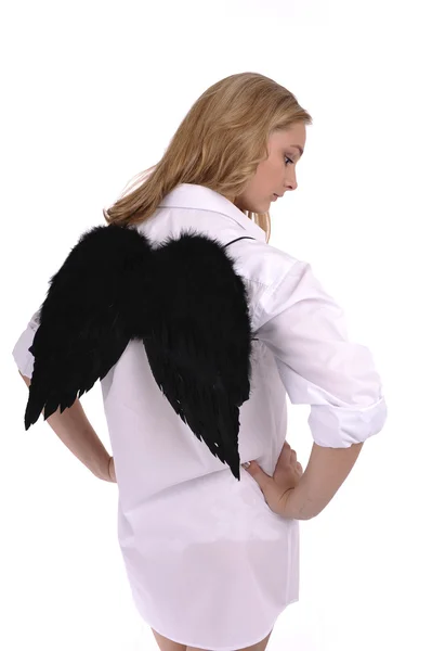 Blonde woman with wings — Stock Photo, Image