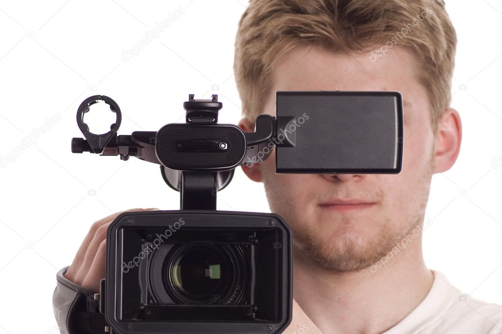 Man with video camcorder