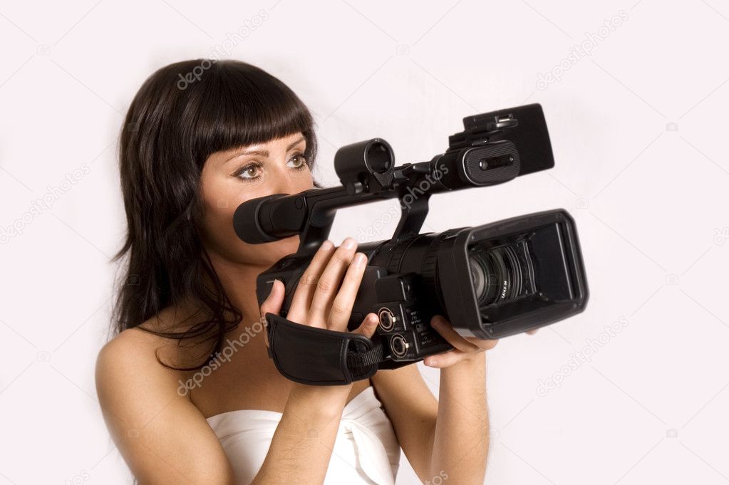 Woman with camcorder