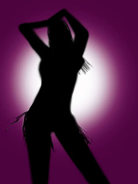Silhouette of coquettish girl — Stock Photo, Image