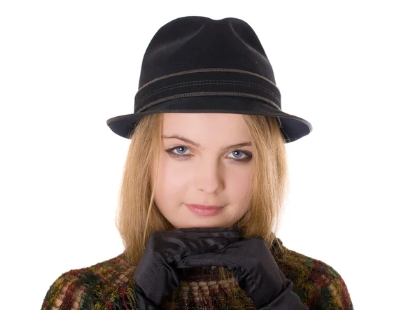 黒い帽子の少女 — ストック写真