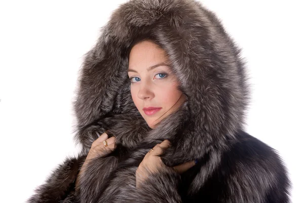 Chica en un abrigo de piel —  Fotos de Stock