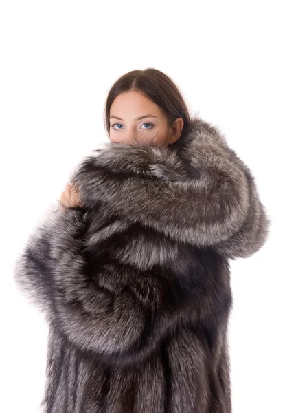 Chica en un abrigo de piel Fotos de stock libres de derechos