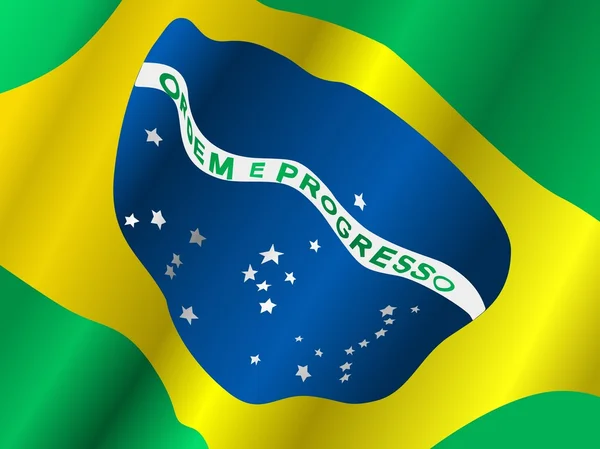 Waving flag of Brazil — Stock Vector