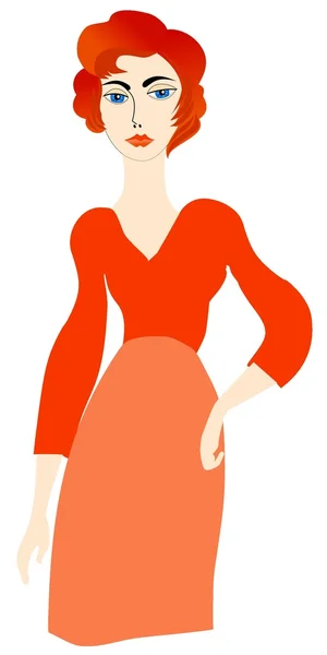Femme aux cheveux roux — Image vectorielle
