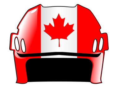 Hockey helmet in colors of Canada clipart