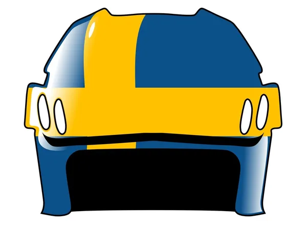 Hockey helmet in colors of Sweden — Free Stock Photo