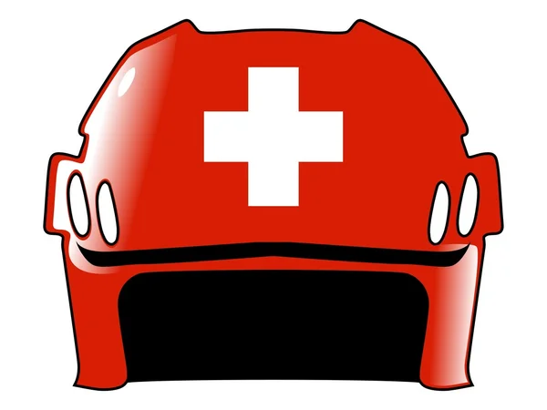 Hockey helmet in colors of Switzerland — Stock Vector