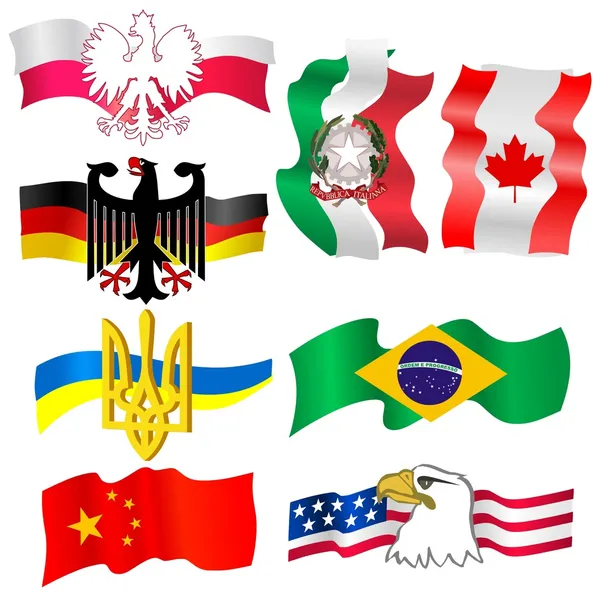 Raccolta di simboli di paesi — Vettoriale Stock