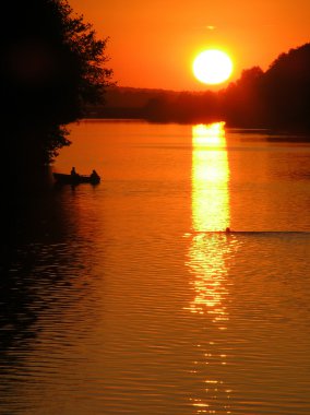 Sunset on the river clipart