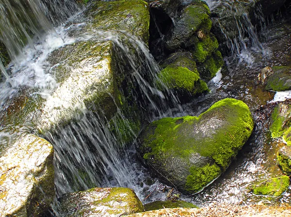 Ein Stein wie ein Herz liegt ein Wasserfall — Stockfoto