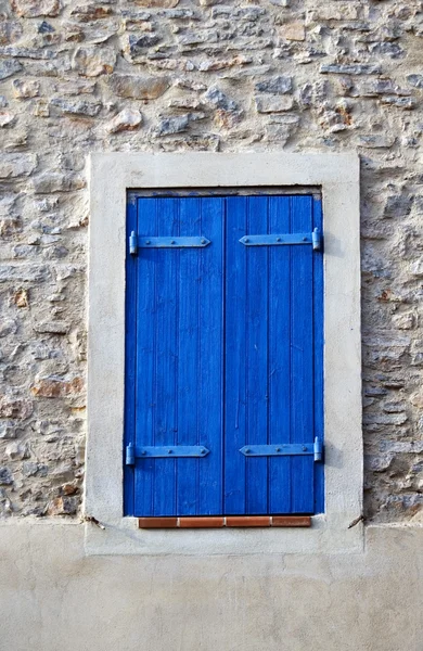 Window with blue shutter — Stock Photo, Image
