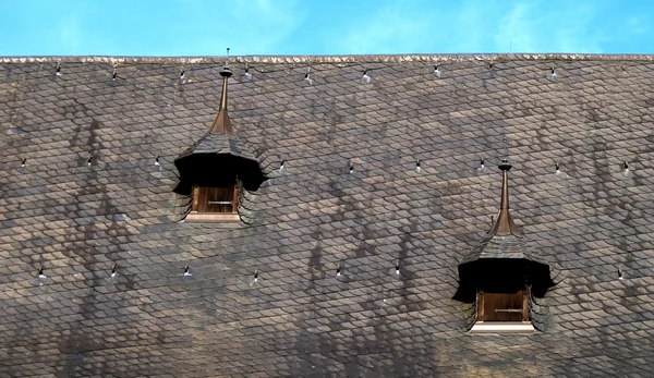 Střechu radnice, lubek, Německo — Stock fotografie