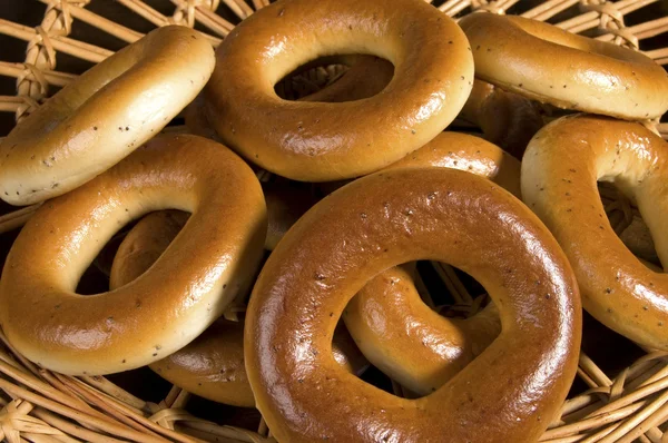 stock image Bagels on wicker plate