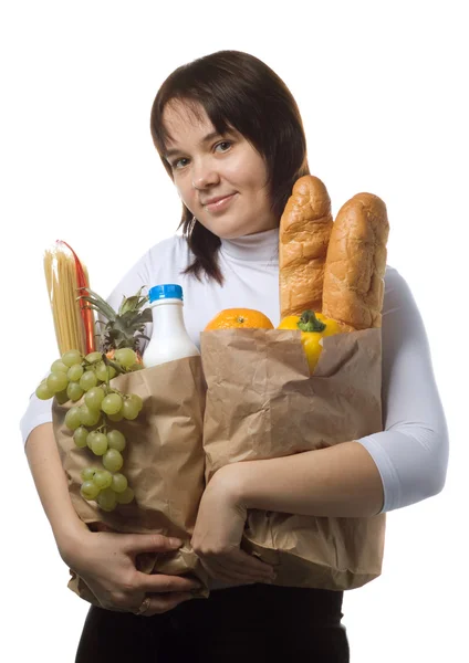 Girl with purchases — Stock Photo, Image