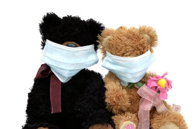 Teddy bears in mask clipart