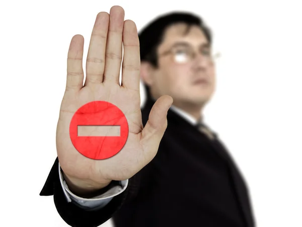 Businessman showing stop — Stock Photo, Image