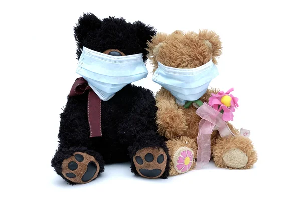 Teddy bears in masks — Stock Photo, Image