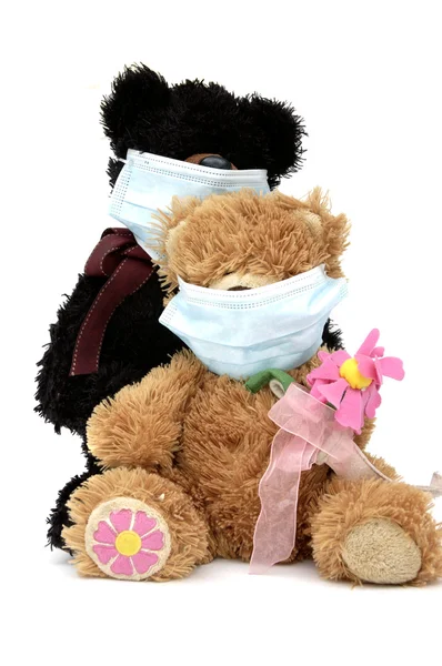 Teddy bears wearing masks — Stock Photo, Image