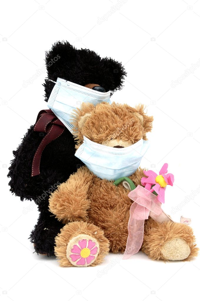 Teddy bears in masks