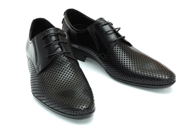 stock image Pair of black leather shoes