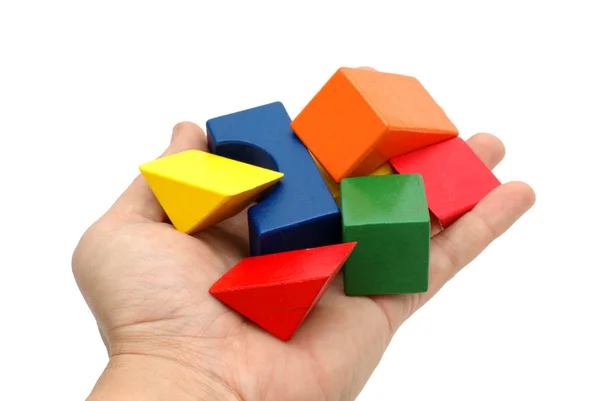 stock image Wooden blocks in hand