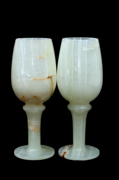 stock image Stone goblets on black