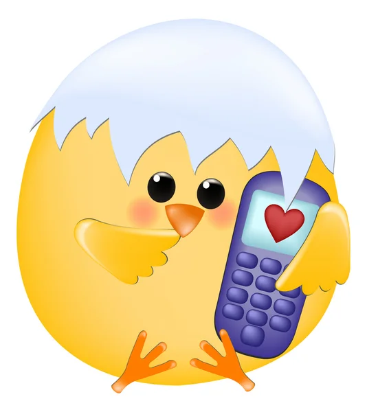 Chick met cellphone — Stockvector