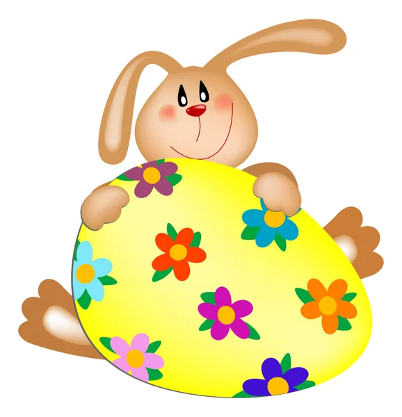 Velikonoční zajíček s namalovaným vejcem — Stockový vektor