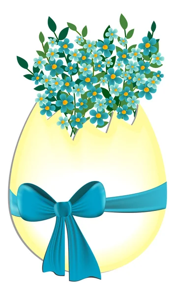 Uovo con fiori di myosotis — Vettoriale Stock